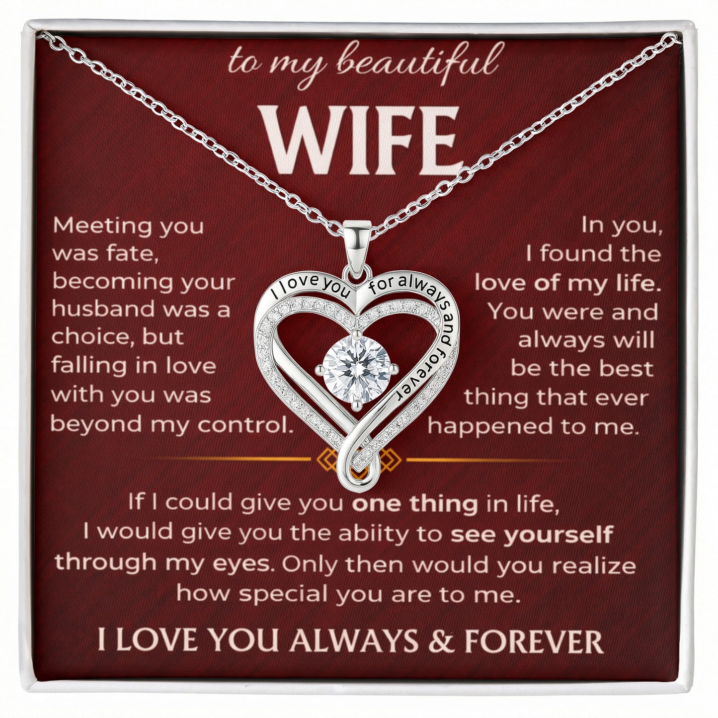 To My Beautiful Wife - Love You Always Necklace