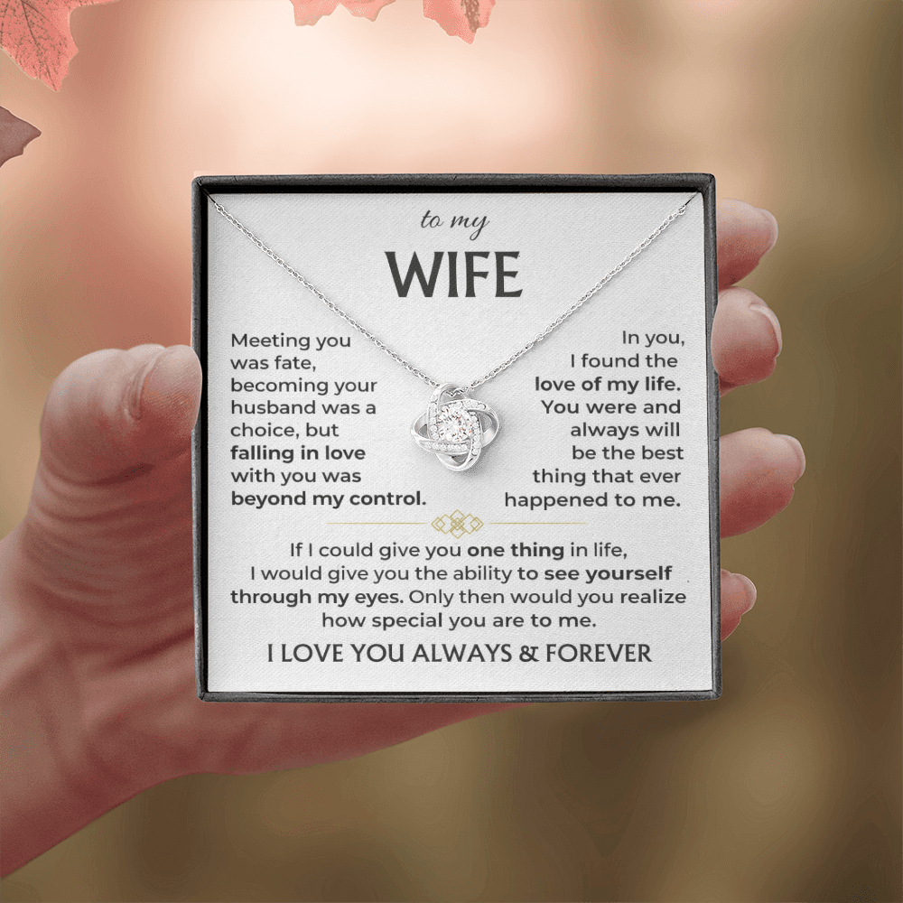 To My Wife - Meeting You Was Fate - Love Knot Necklace - INCLUDES FREE SHIPPING