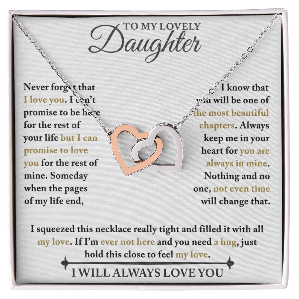 To My Lovely Daughter - Never Forget - Interlocking Hearts Necklace