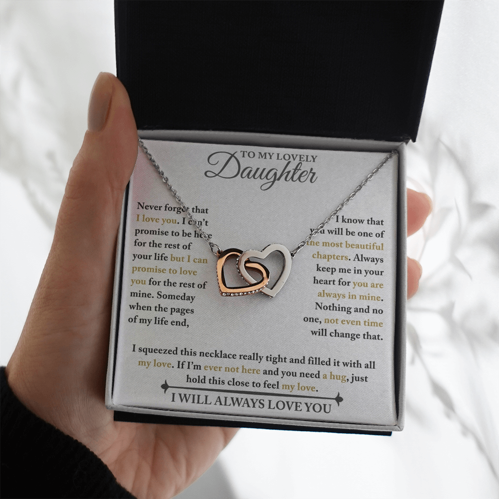 To My Lovely Daughter - Never Forget - Interlocking Hearts Necklace