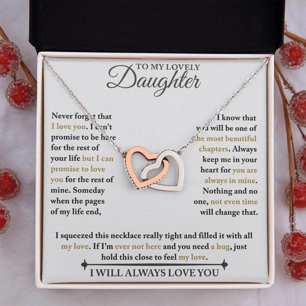 To My Lovely Daughter - Never Forget - Interlocking Hearts Necklace