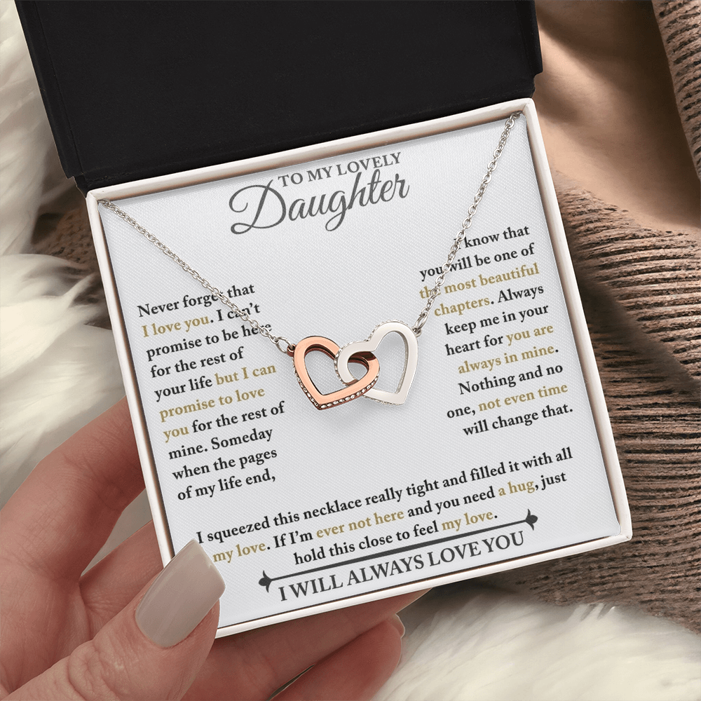 To My Lovely Daughter - Never Forget - Interlocking Hearts Necklace