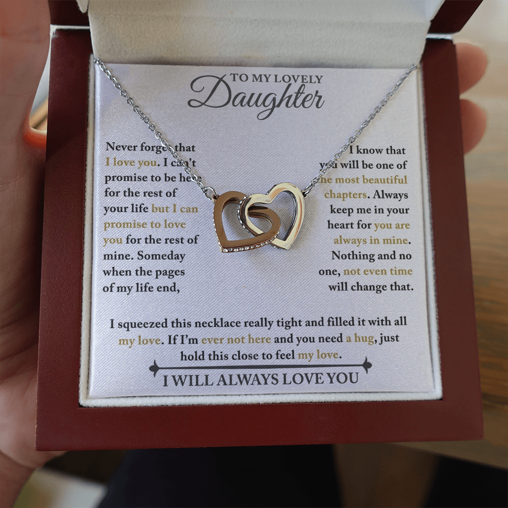 To My Lovely Daughter - Never Forget - Interlocking Hearts Necklace