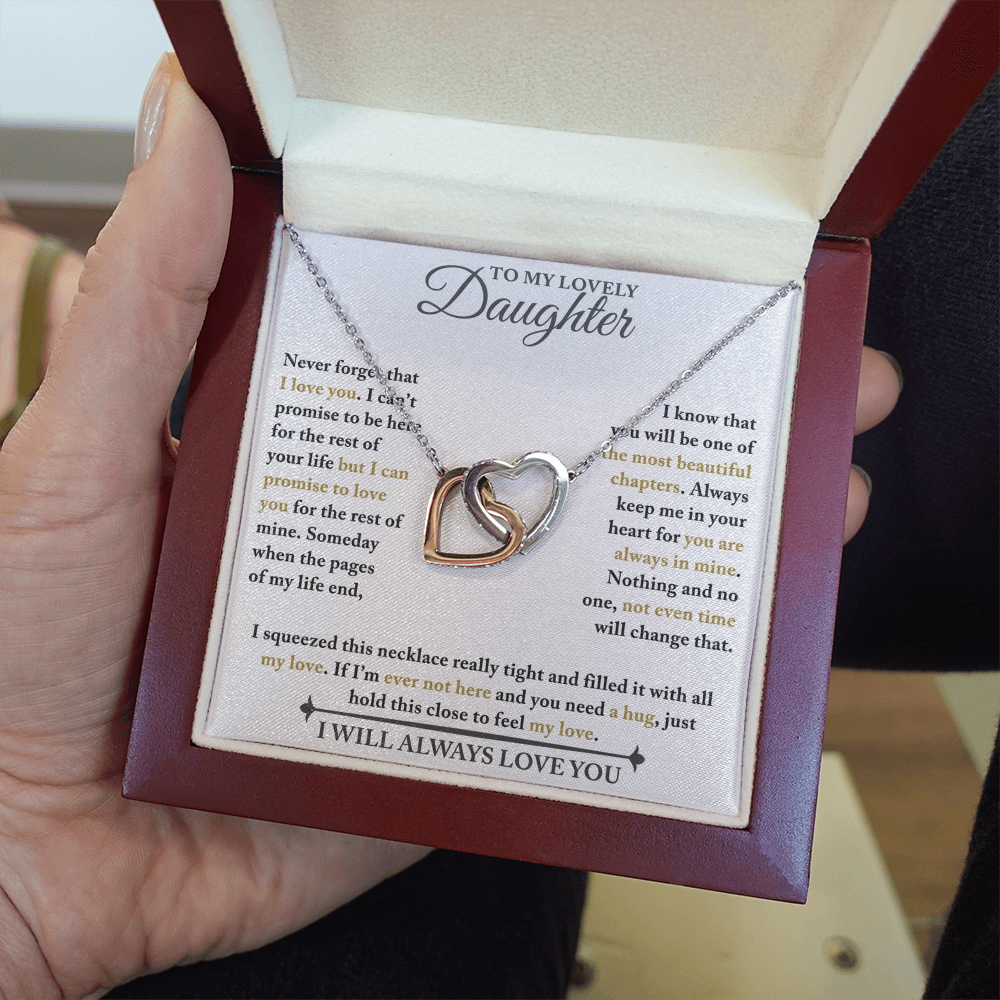 To My Lovely Daughter - Never Forget - Interlocking Hearts Necklace