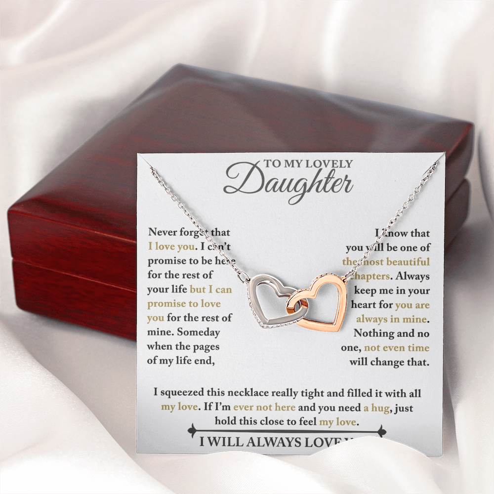 To My Lovely Daughter - Never Forget - Interlocking Hearts Necklace
