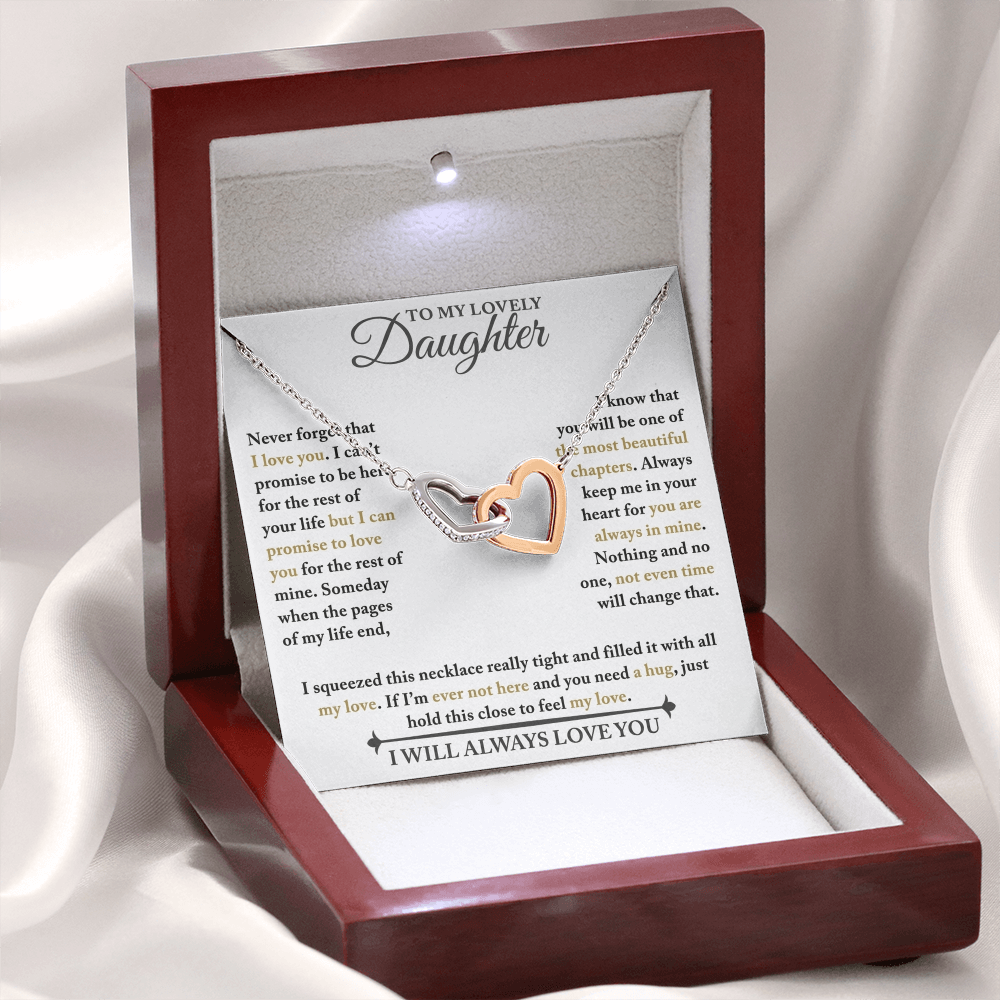 To My Lovely Daughter - Never Forget - Interlocking Hearts Necklace