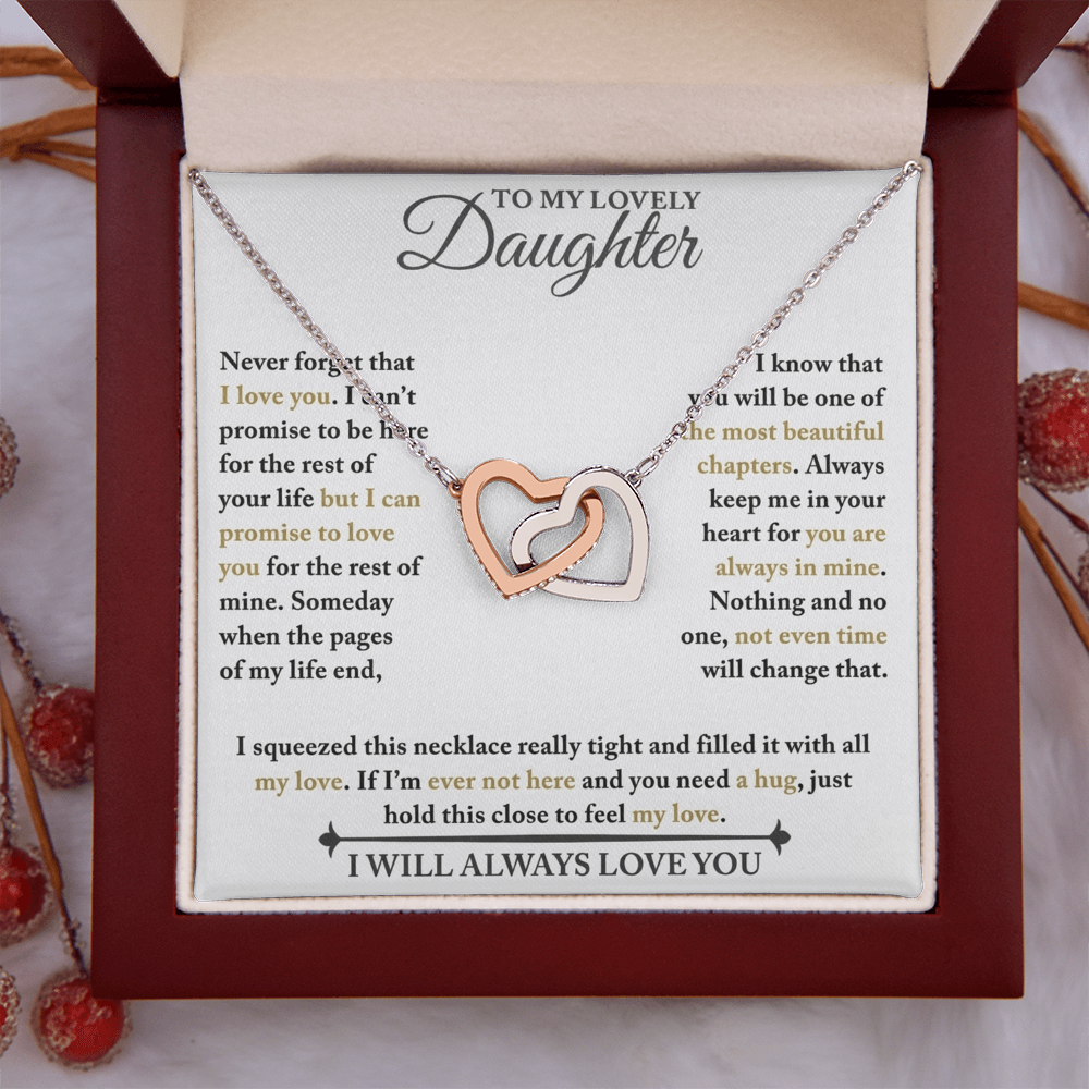 To My Lovely Daughter - Never Forget - Interlocking Hearts Necklace