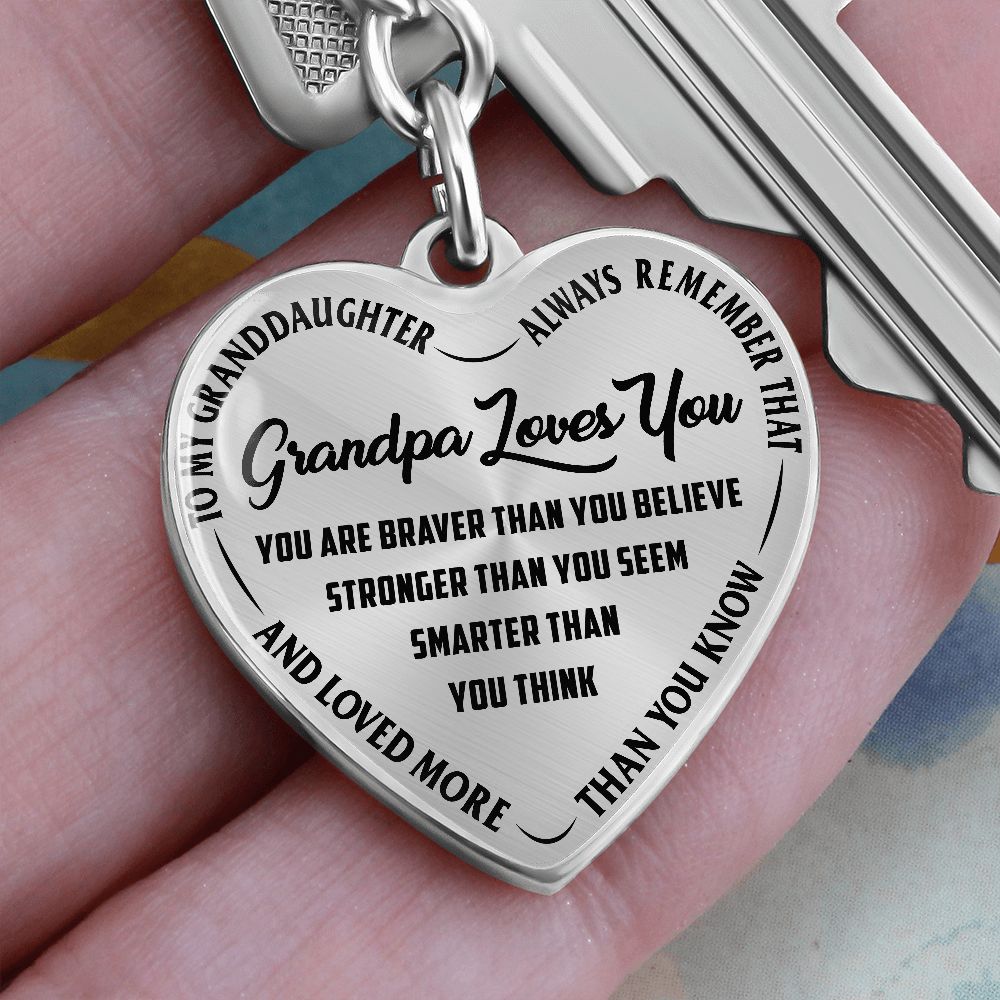 Grandpa Loves You - Heart Keychain