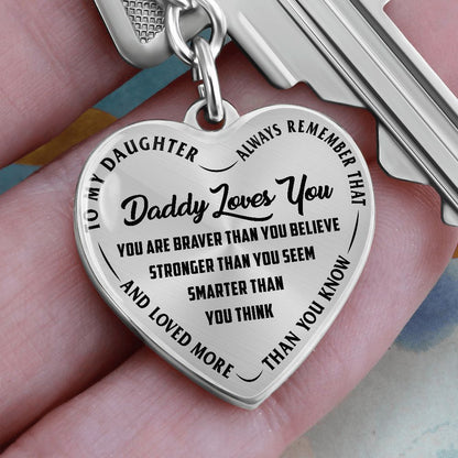 Daddy Loves You - Heart Keychain
